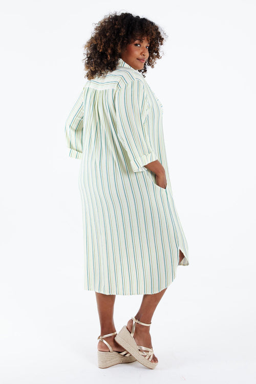 Gestreepte viscose jurk-Paprika-2