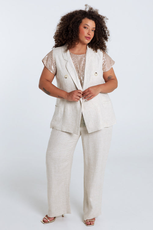 Gilet van viscose en lin met lurex-Paprika-8