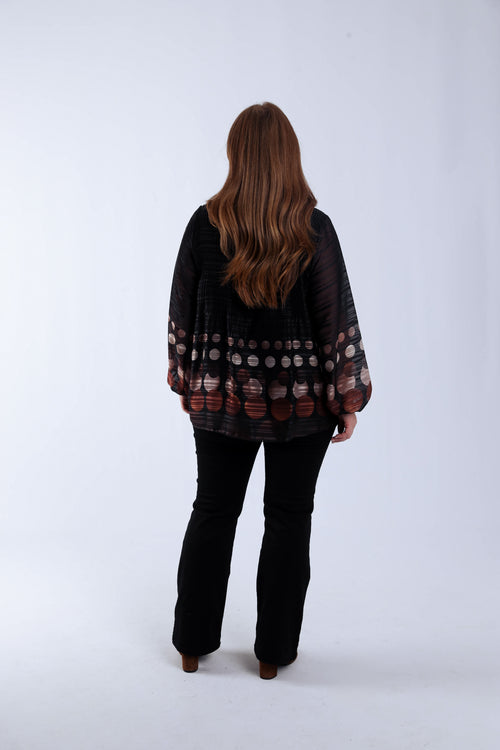 Plissé blouse met ronde print-Paprika-3