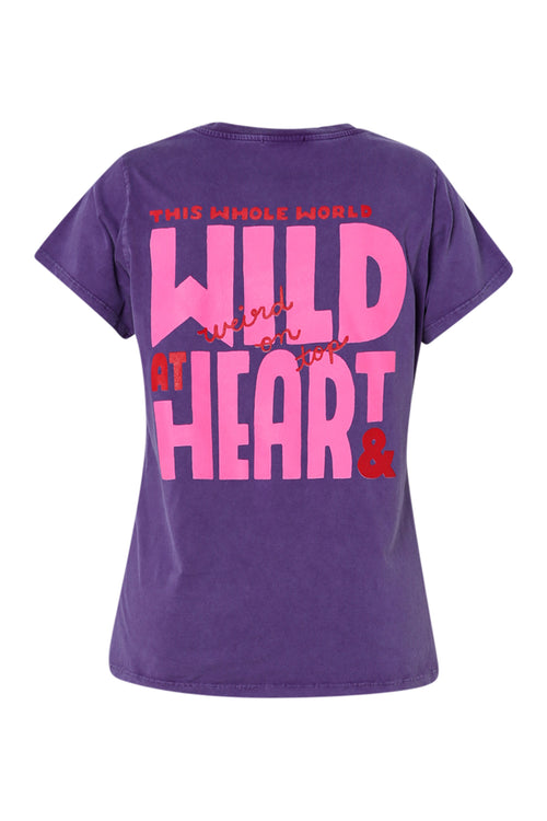 Katoenen T-shirt met de boodschap Wild heart-Paprika-11