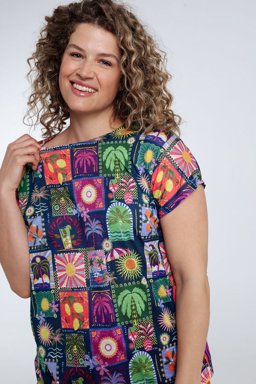 Jungle- en tropisch bedrukt T-shirt-Paprika-4