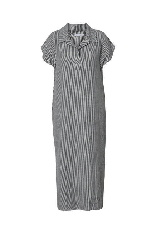 Robe longue en viscose à rayures-Paprika-10