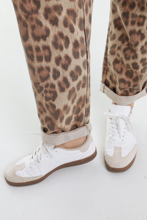 Katoenen broek met dierenprint-Paprika-5