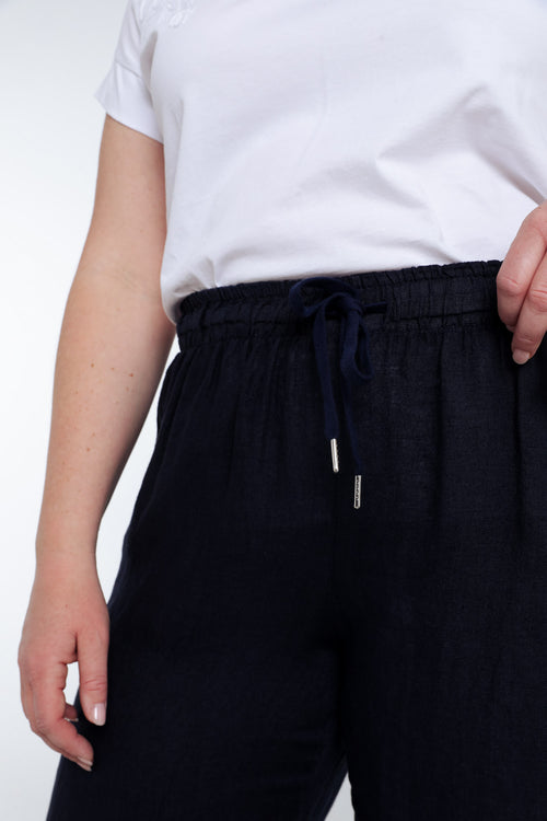 Effen linnen broek-Paprika-3