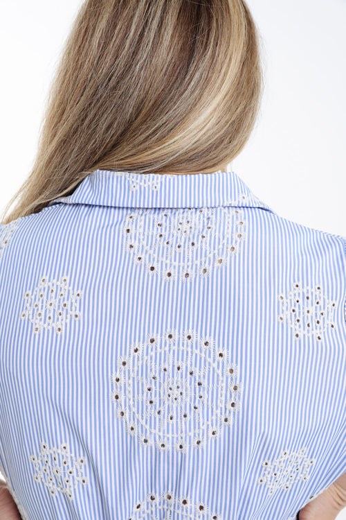 Gestreepte lange jurk met borduursels-Paprika-3