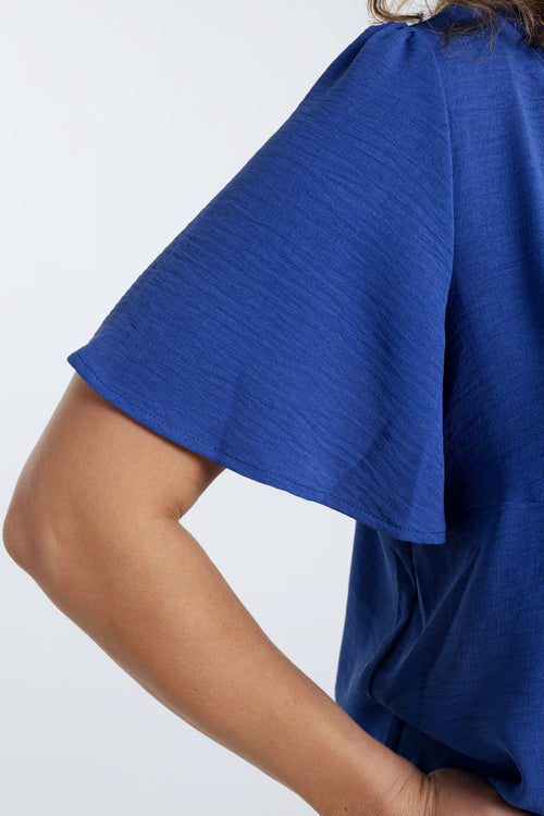 Effen blouse met lurex detail-Paprika-6