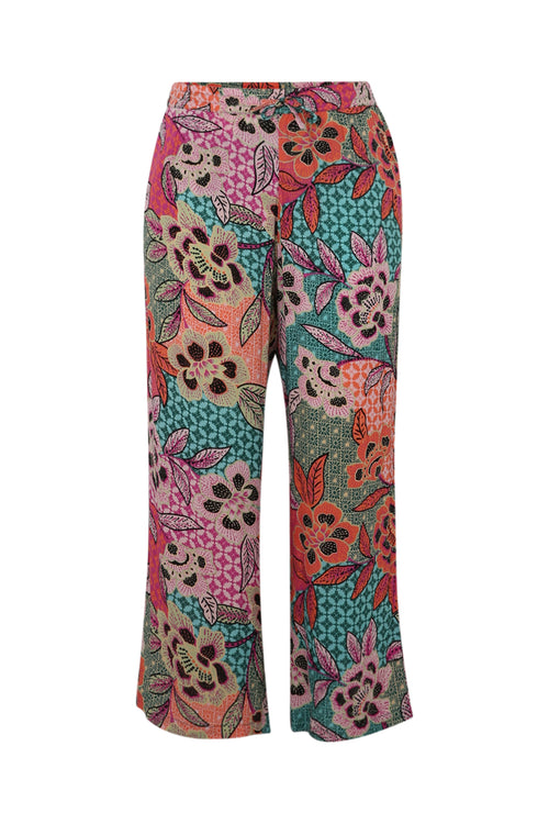 Bloemenprint viscose pantacourt-Paprika-10