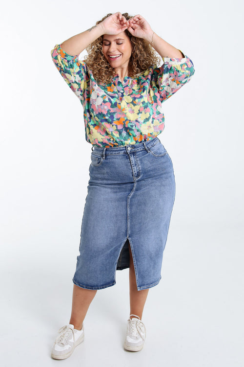 Bloes van katoen met bloemenprint-Paprika-9