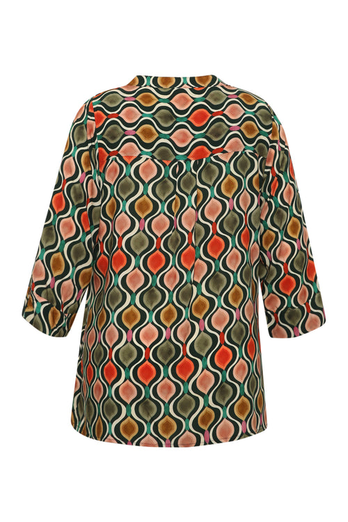 Blouse en viscose imprimé graphique-Paprika-2