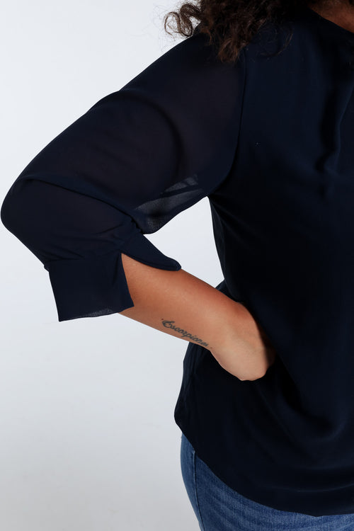 Effen blouse met sieraden-Paprika-5