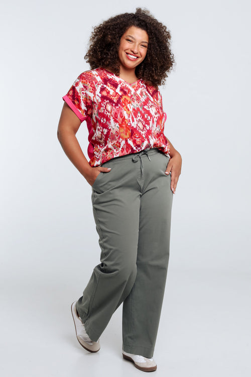 Effen brede chino broek-Paprika-8
