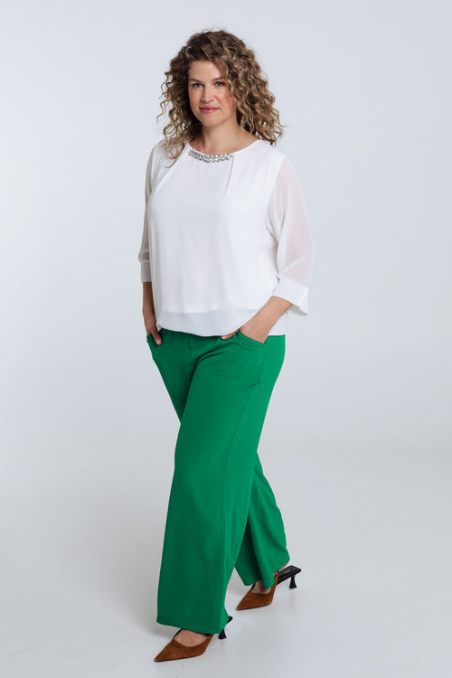 Effen blouse met sieraden-Paprika-8