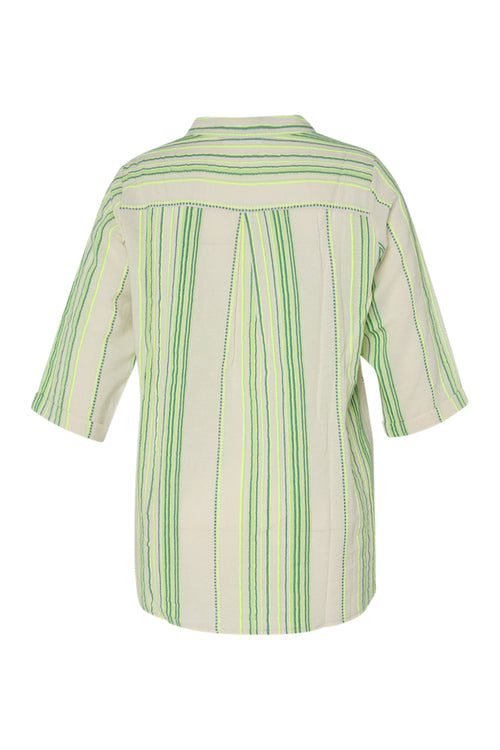 Blouse 100% katoen met fluokleuren strepen-Paprika-11