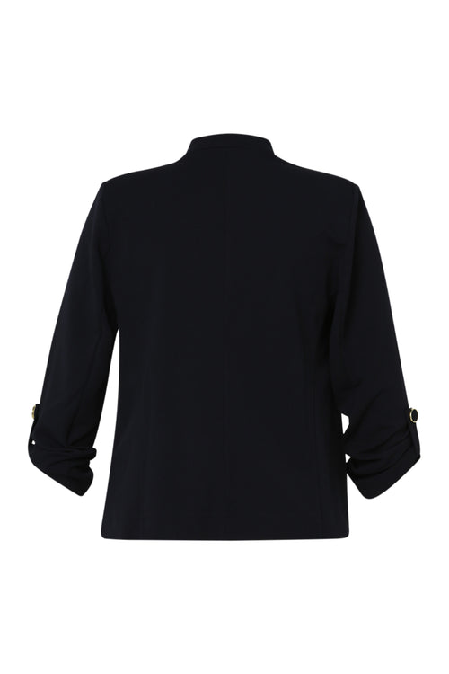 Kort, effen, open jasje met opstroopbare mouwen-Paprika-10