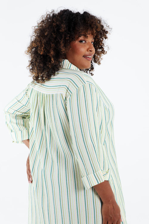 Gestreepte viscose jurk-Paprika-6