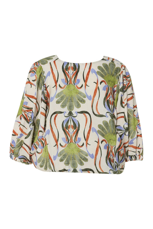 Bloes van viscose met bloemenprint-Paprika-11