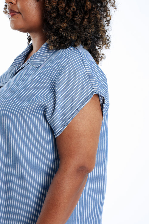Blouse en tencel rayée-Paprika-6
