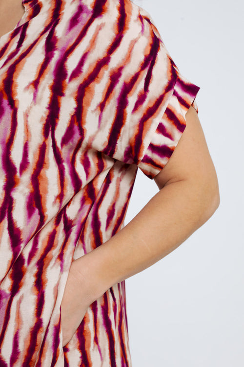 Jurk van viscose met etnische print-Paprika-5