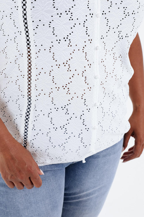 Effen kanten T-shirt met ruffles-Paprika-4