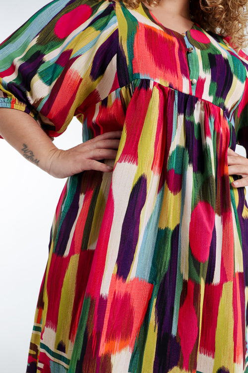 Jurk van viscose met grafische print-Paprika-5