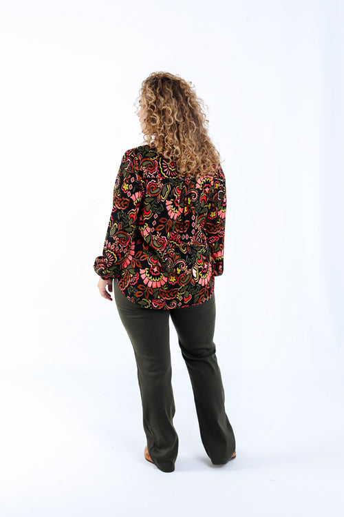 Blouse van bedrukt viscose in folkstijl-Paprika-3