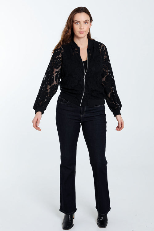 Bomberjack van mesh met bloemenprint-Paprika-9