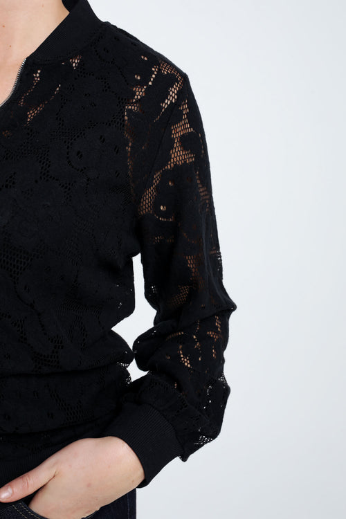 Bomberjack van mesh met bloemenprint-Paprika-4