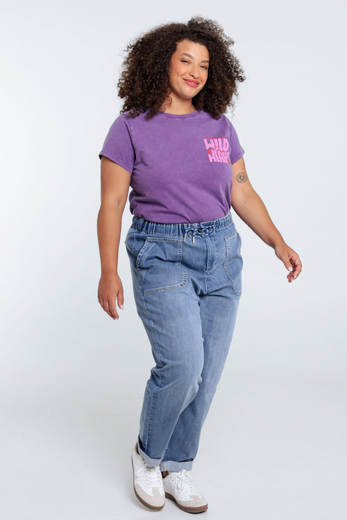 Katoenen T-shirt met de boodschap Wild heart-Paprika-9