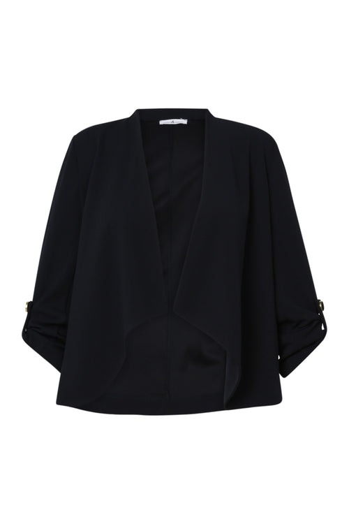 Kort, effen, open jasje met opstroopbare mouwen-Paprika-9