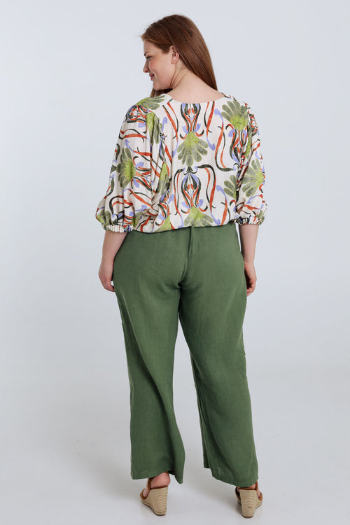 Bloes van viscose met bloemenprint-Paprika-2