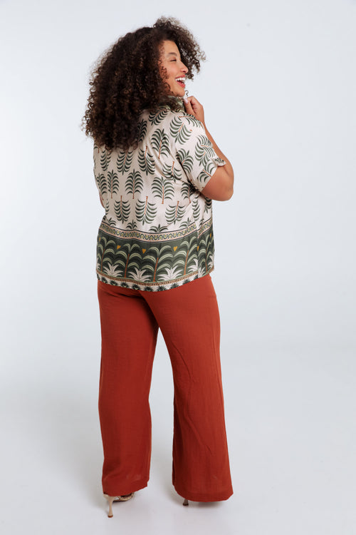 Blouse van viscose met palmprint-Paprika-2