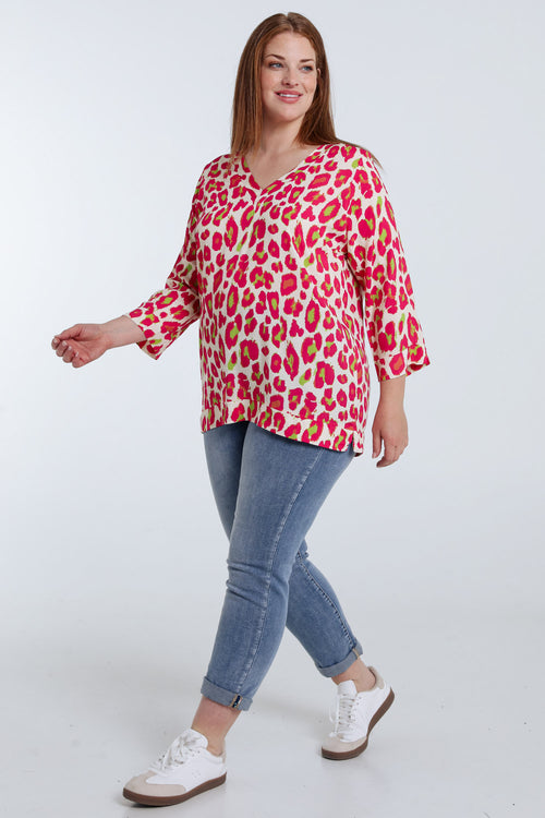 Blouse van viscose met dierenprint-Paprika-8