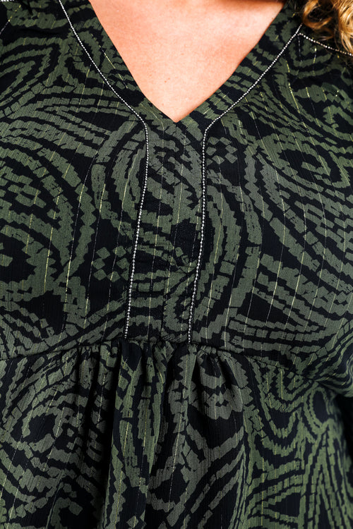 Robe courte imprimé folk-Paprika-3