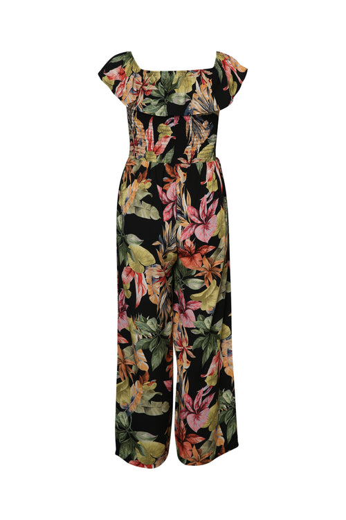 Overall van viscose met bloemenprint en ruffles-Paprika-11