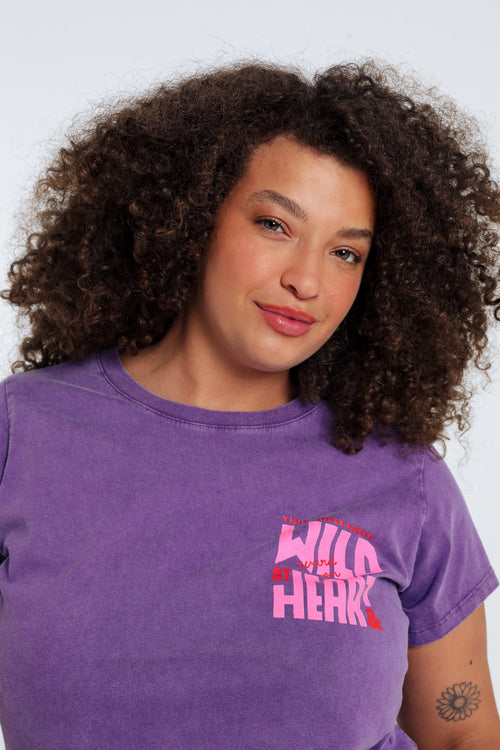 Katoenen T-shirt met de boodschap Wild heart-Paprika-3