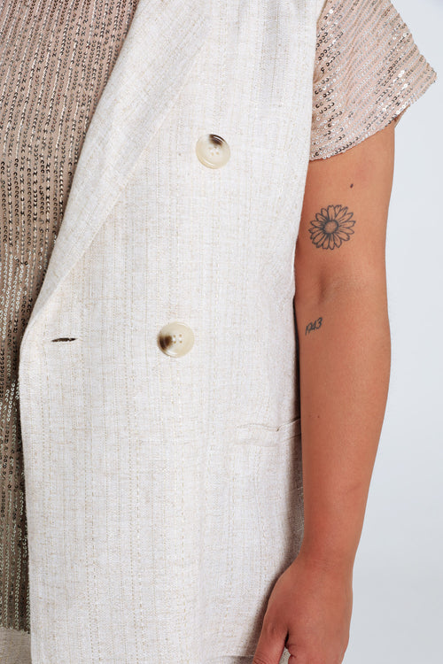 Gilet van viscose en lin met lurex-Paprika-4