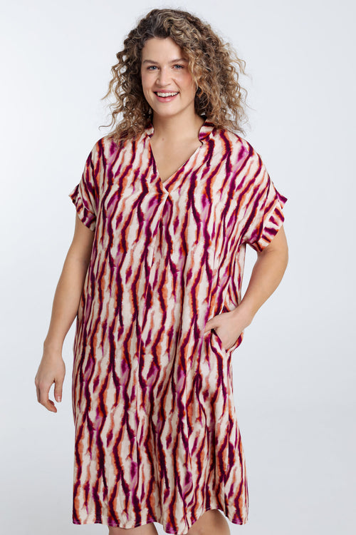 Jurk van viscose met etnische print-Paprika-1