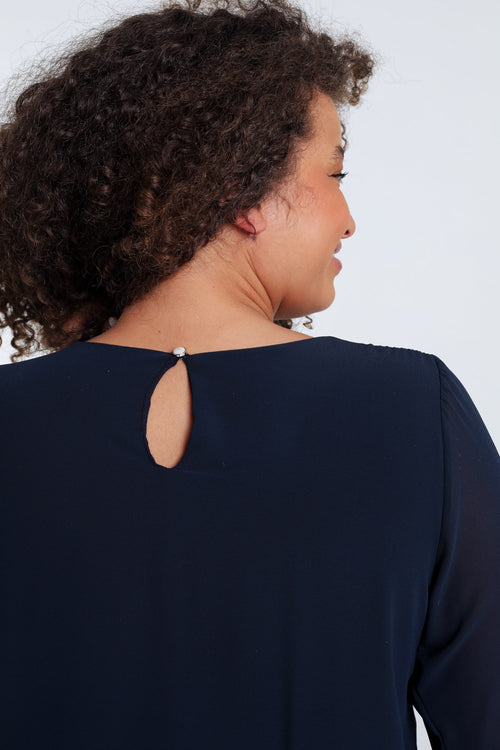 Effen blouse met sieraden-Paprika-3