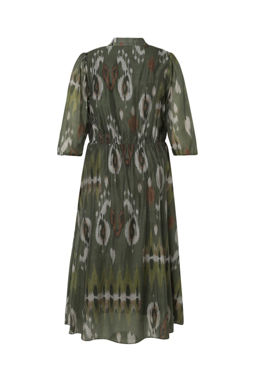 Robe longue en viscose imprimé ethnique-Paprika-11