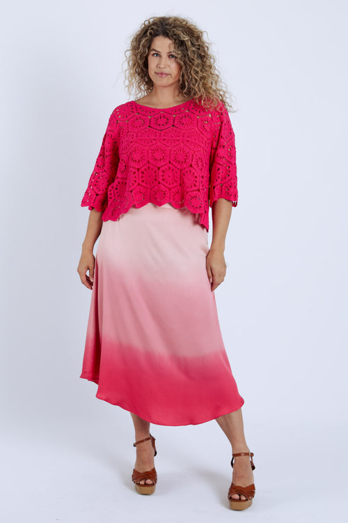 Middel lange rok van viscose tie&dye-Paprika-7