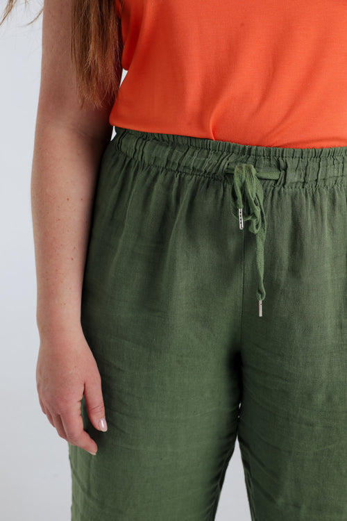 Effen linnen broek-Paprika-5