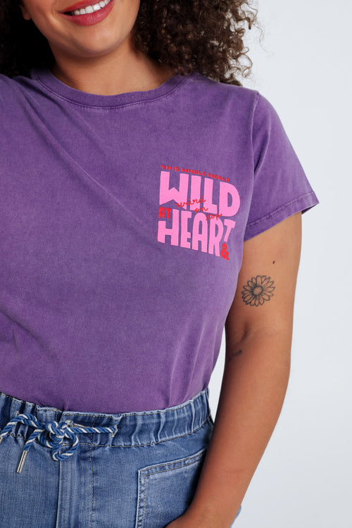 Katoenen T-shirt met de boodschap Wild heart-Paprika-4