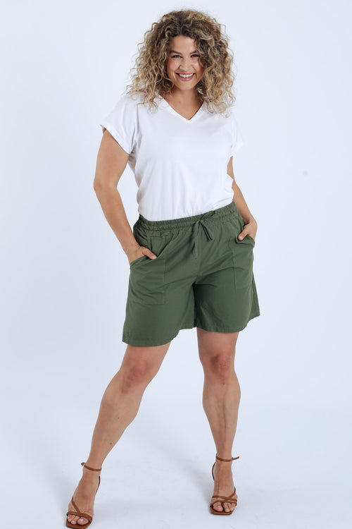 Effen katoenen short-Paprika-9