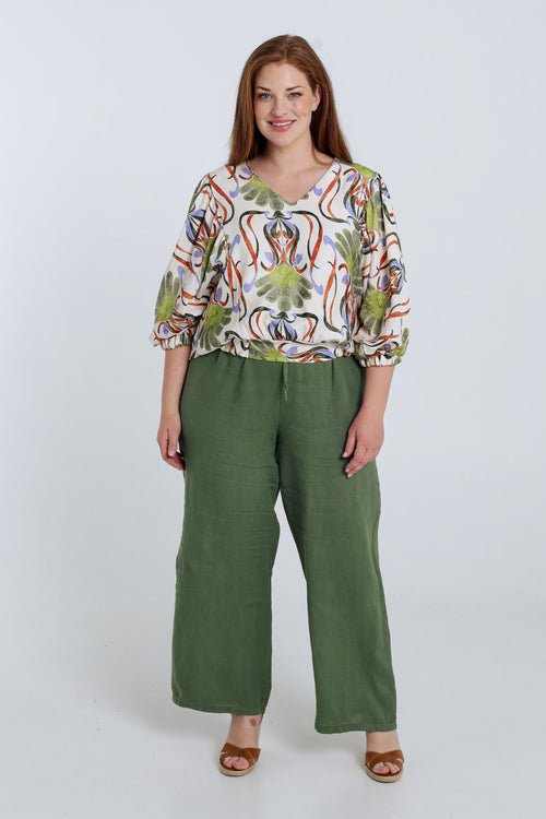 Bloes van viscose met bloemenprint-Paprika-8