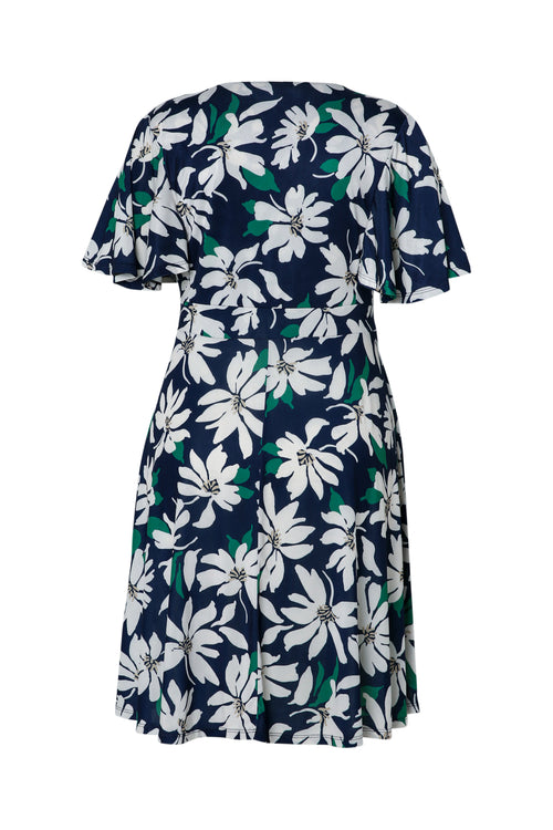 Robe mi-longue imprimé floral-Paprika-11