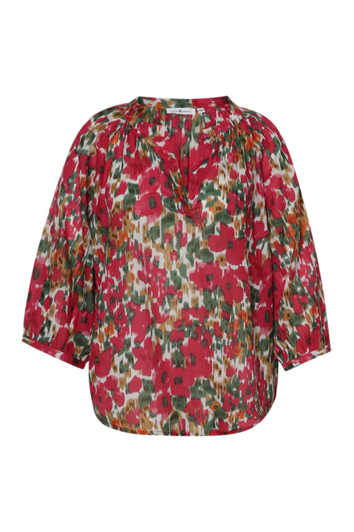 Blouse en coton imprimé floral-Paprika-10