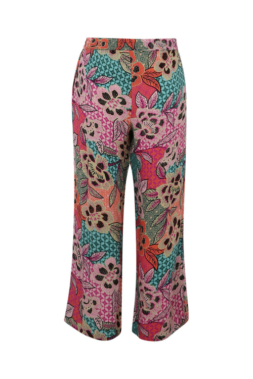 Bloemenprint viscose pantacourt-Paprika-11