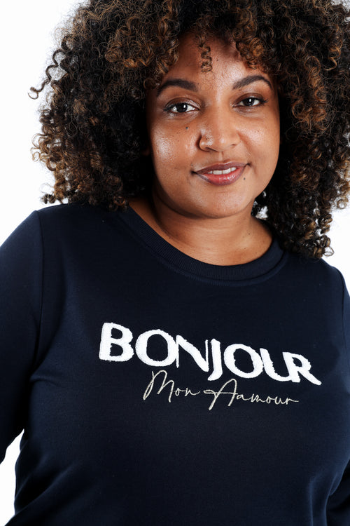 Sweat Bonjour met nep-overhemd-Paprika-5
