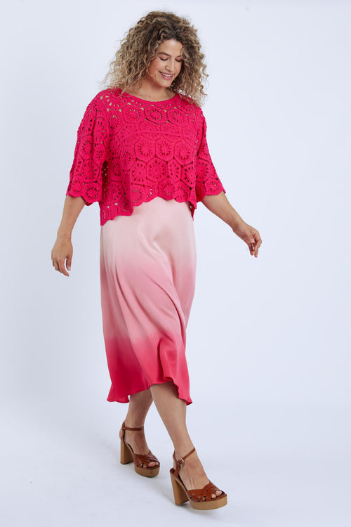 Middel lange rok van viscose tie&dye-Paprika-9