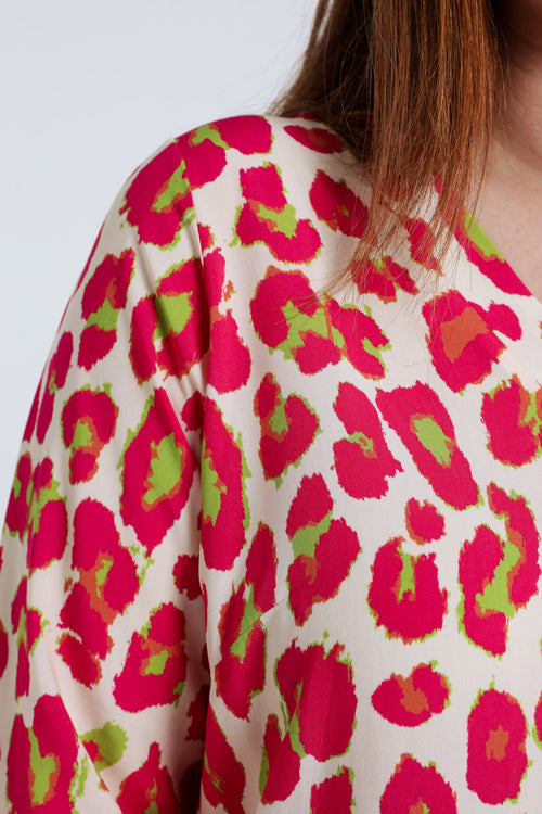Blouse van viscose met dierenprint-Paprika-6